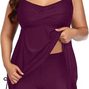 Aqua Eve Women Plus Size Tankini Swimsuit Two Piece 22W